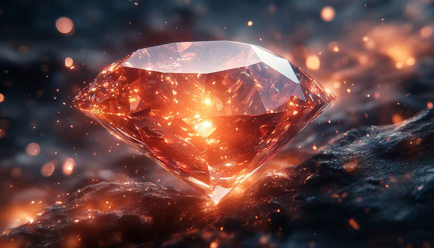 Orange Diamond Wallpaper, Luxury Gemstone Background, Jewel Desktop Images