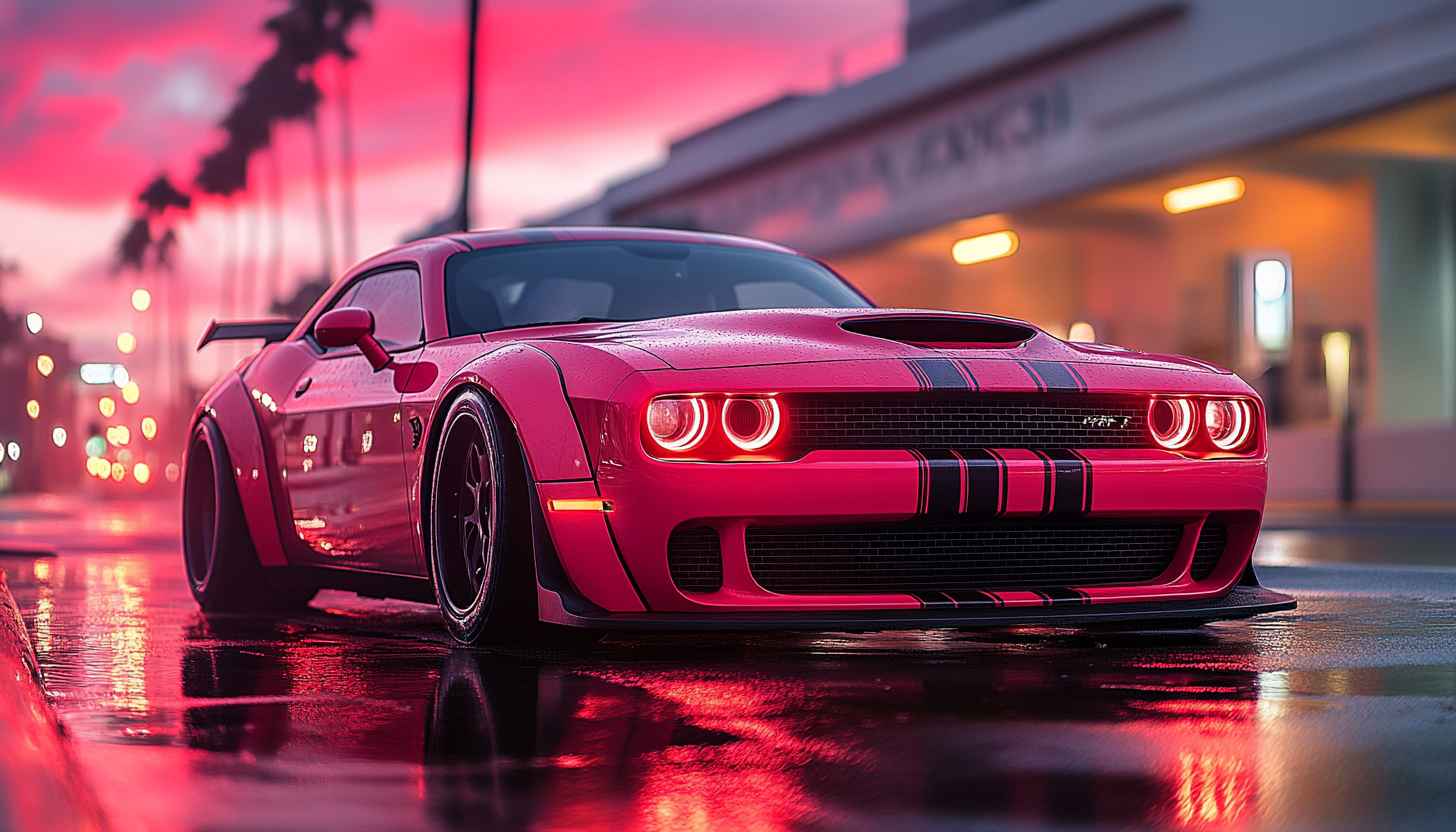 Hot Pink Dodge Challenger Car Wallpaper for Desktop, Laptop