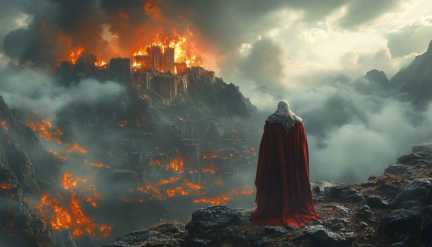 Burning Castle Wallpaper, Fantasy Landscape, Medieval City Fire Wallpaper