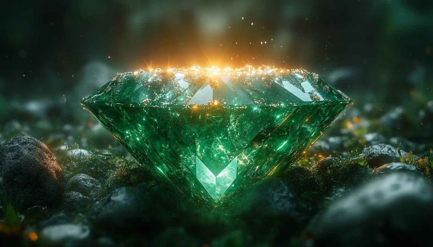 Emerald Gemstone Wallpaper, Green Crystal Jewel Desktop Background