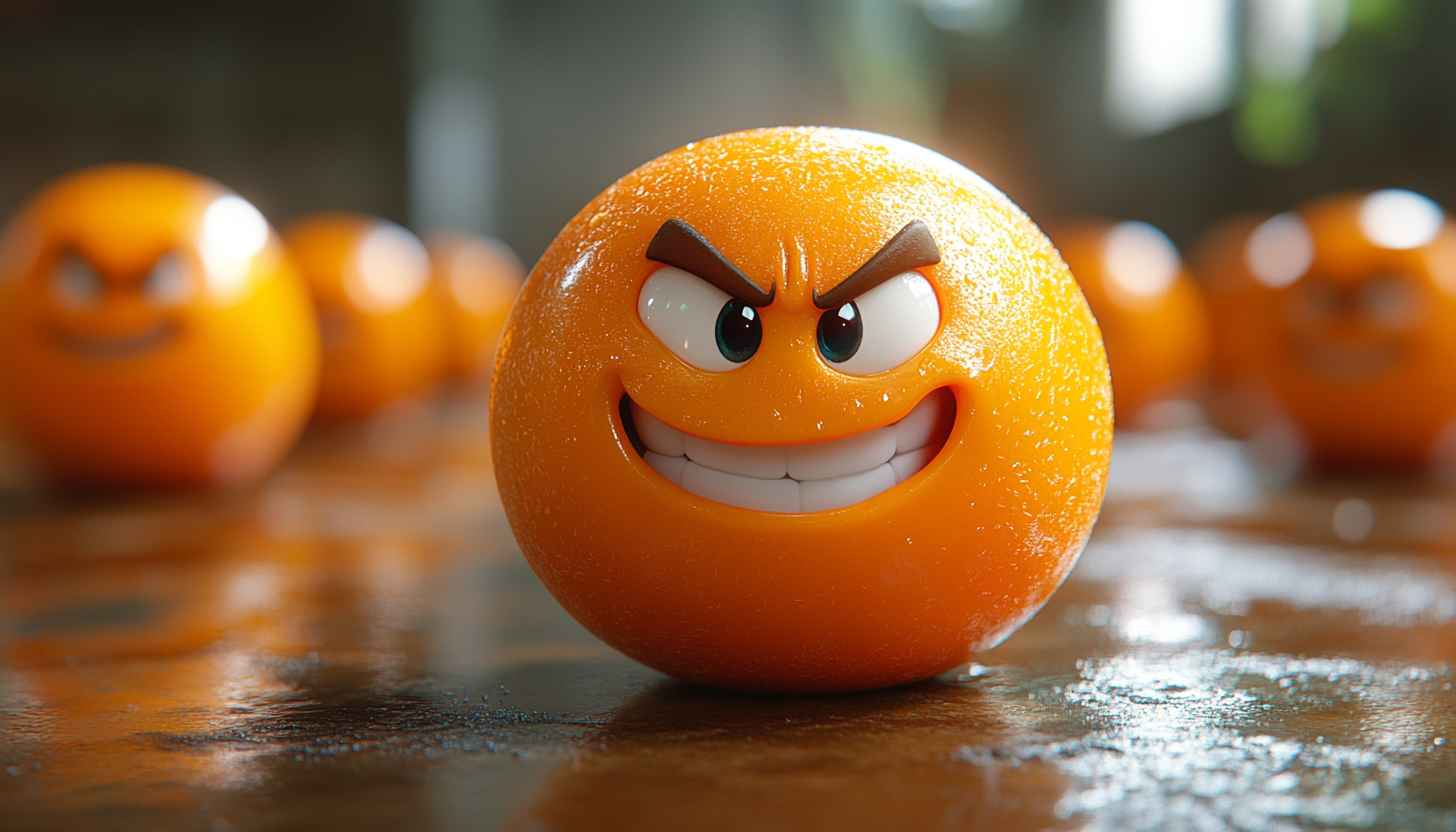 Angry Emoji Wallpaper, 4K Emoji Background, Funny Smileys, Orange