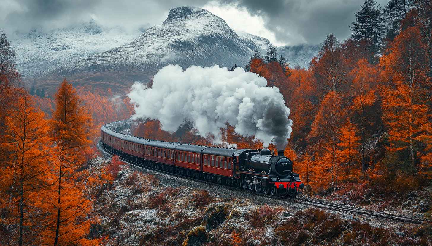 Train Wallpaper, Autumn Scenery Wallpaper, Nature Wallpaper, Mountain Wallpaper