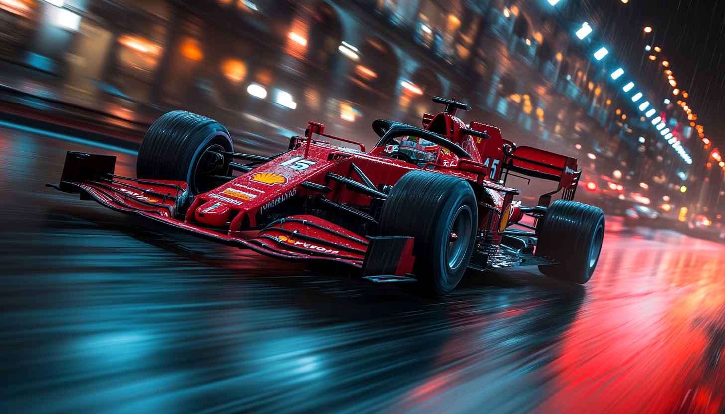 Ferrari Formula 1 Car Racing Wallpaper High Speed Night View