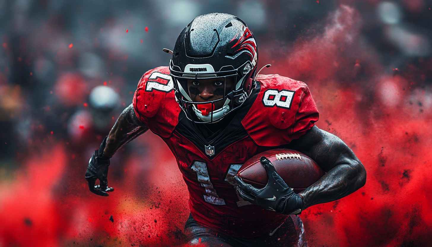 Dynamic Football Player Wallpaper, Sports Athlete Art, NFL Theme