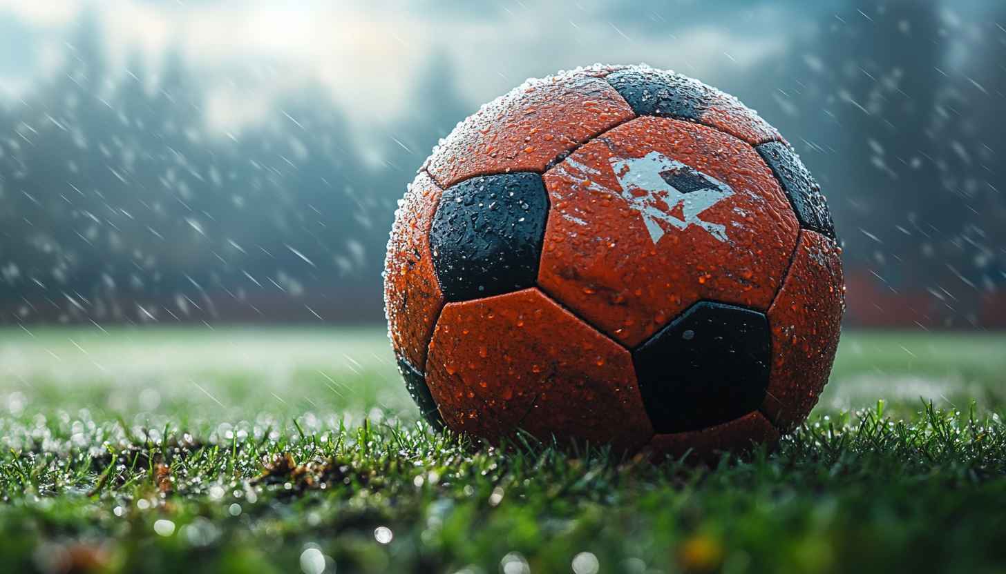 Soccer Wallpaper: Rainy Day Football Field HD Background
