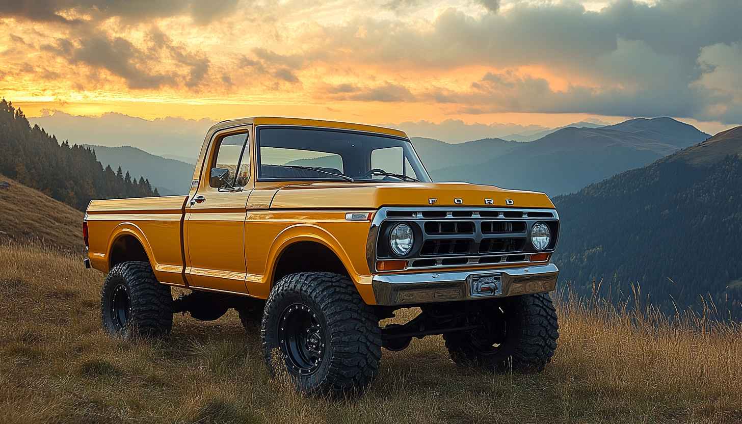Ford Truck Wallpaper: Classic Yellow Pickup Truck Desktop Wallpaper