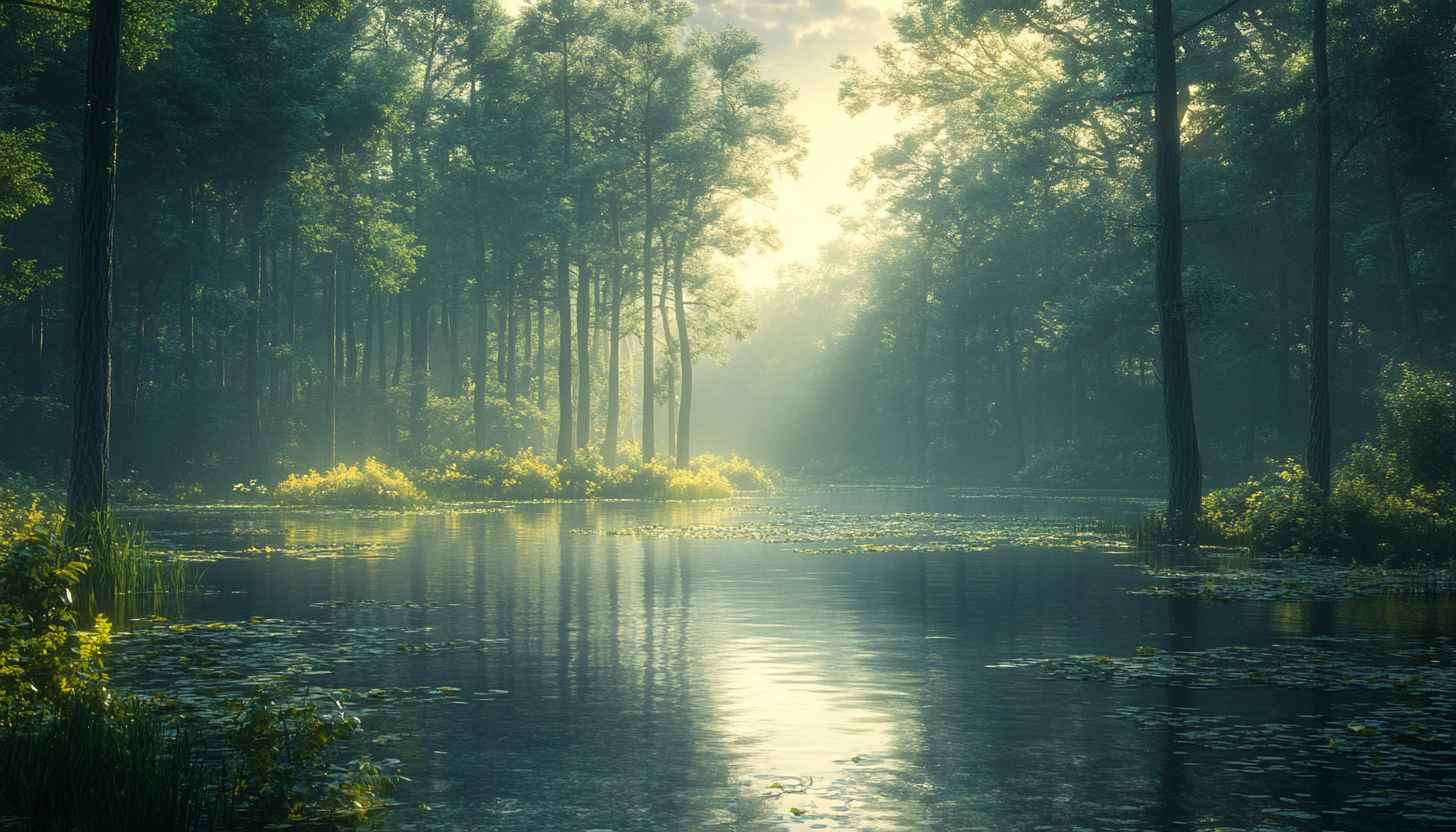 Forest Lake Wallpaper: Serene Nature Landscape for Desktop Backgrounds