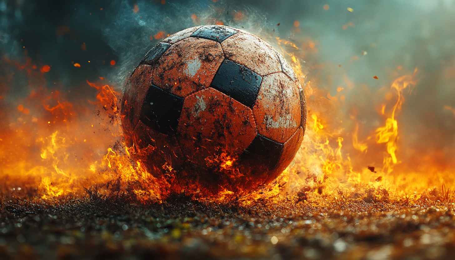 Fiery Soccer Ball Wallpaper, Sports Background, Football Art, 4K