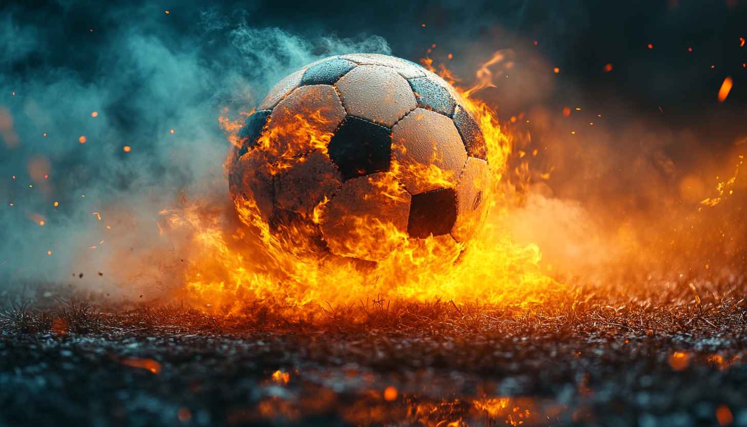 Fiery Soccer Ball Wallpaper: 4K Sports Background for Desktop
