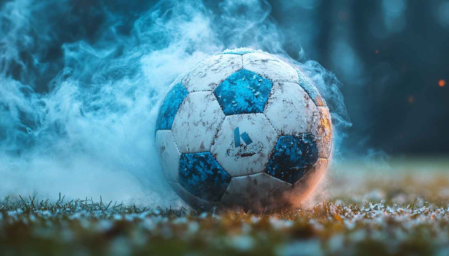 Icy Soccer Ball Wallpaper: Winter Sports Background 4K