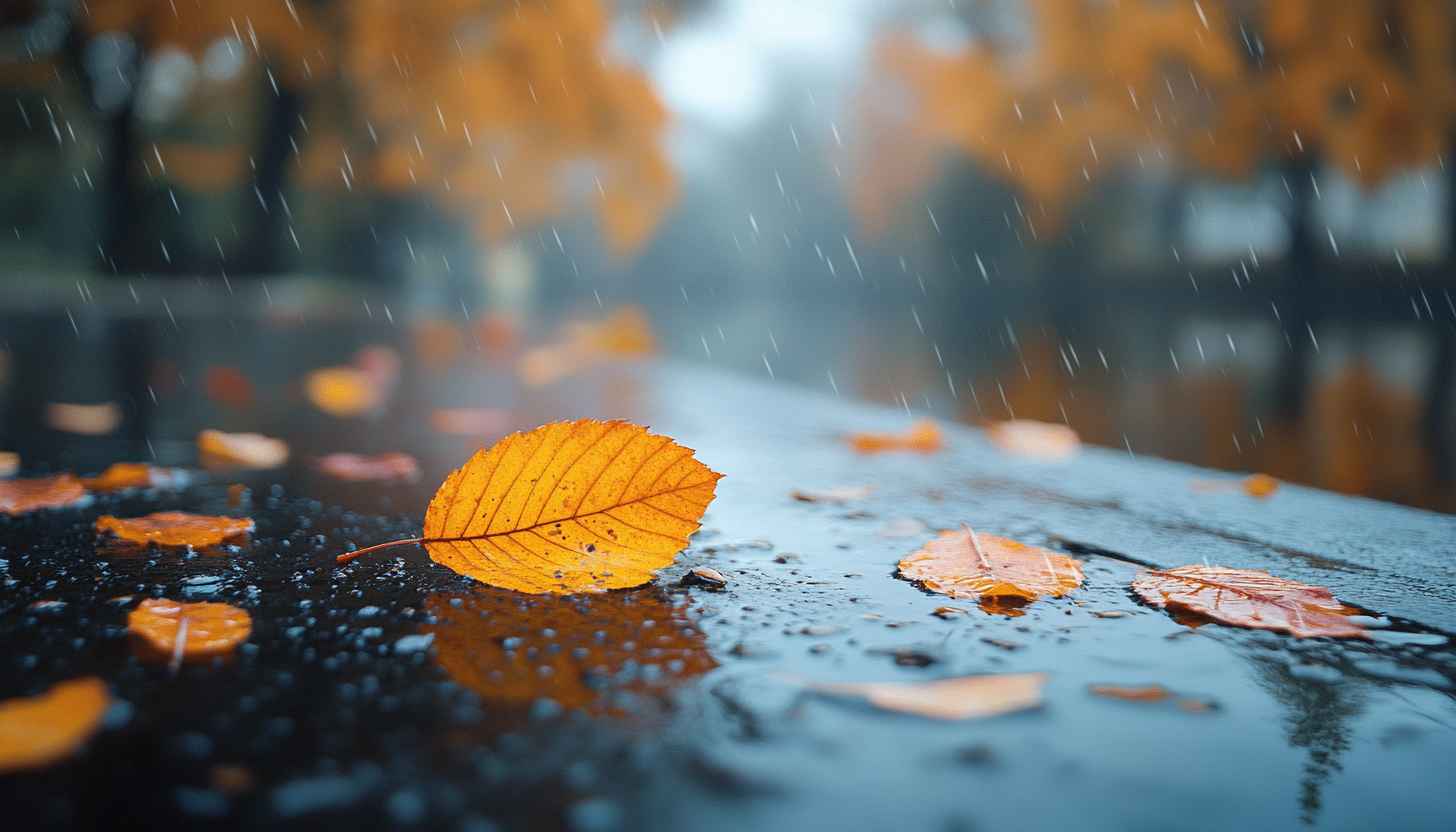 Rainy Autumn Leaf Wallpaper, Nature Wallpaper, Fall Season Wallpaper