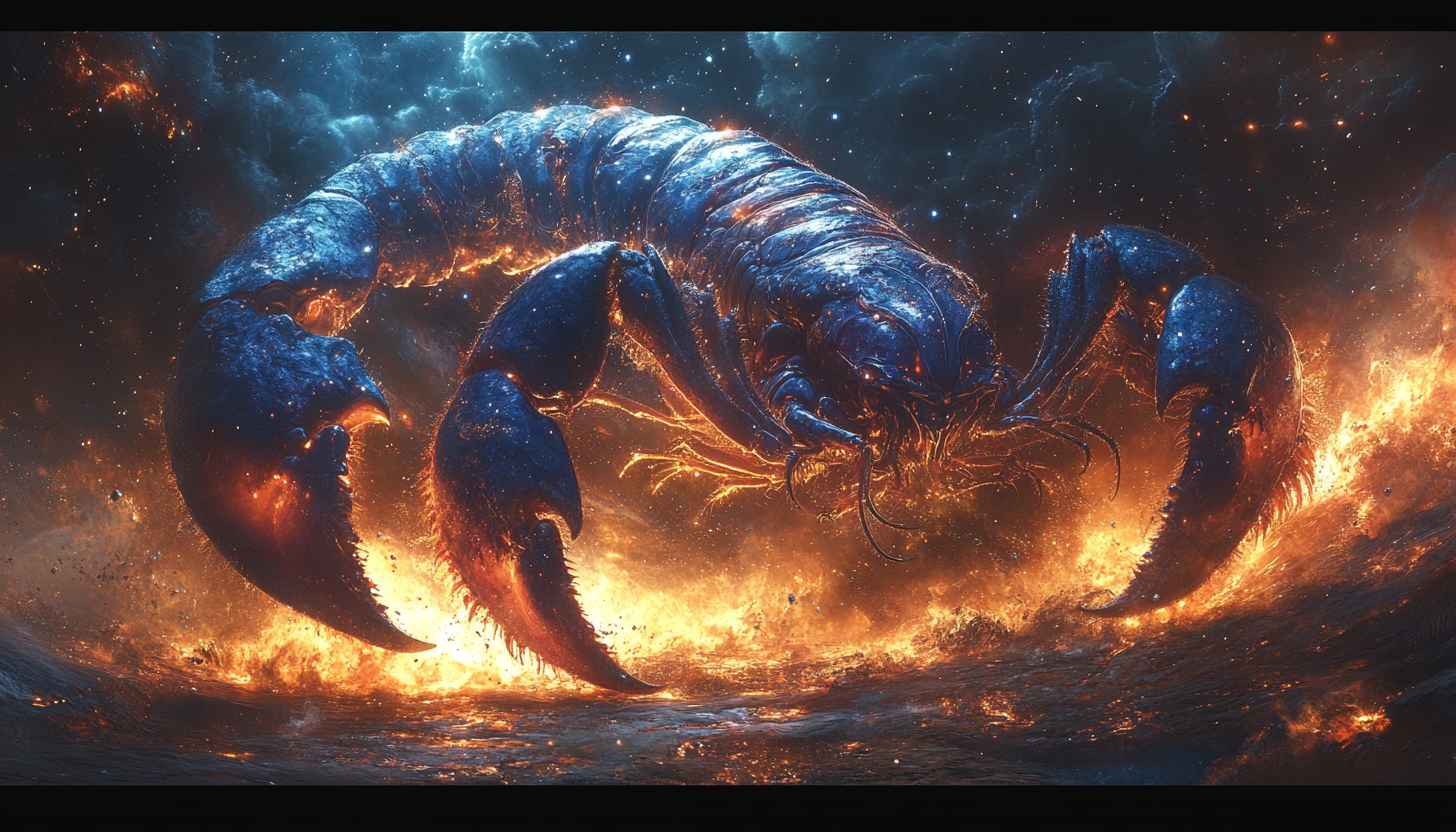 Fiery Scorpio Wallpaper, Zodiac Sign Wallpaper, Fantasy Art Wallpaper