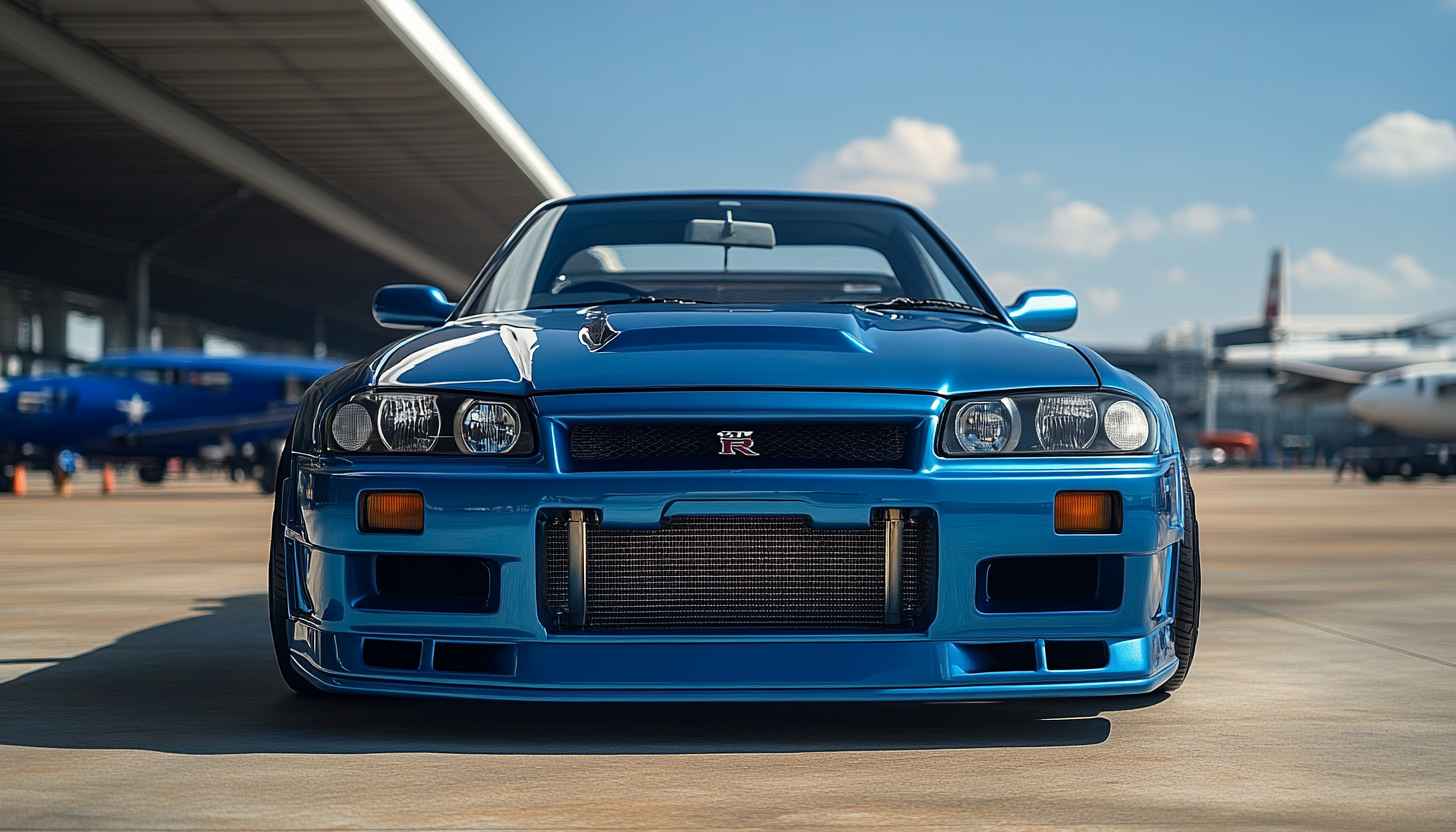 Nissan Skyline GT-R Wallpaper: JDM Car Aesthetic, Blue, Automotive