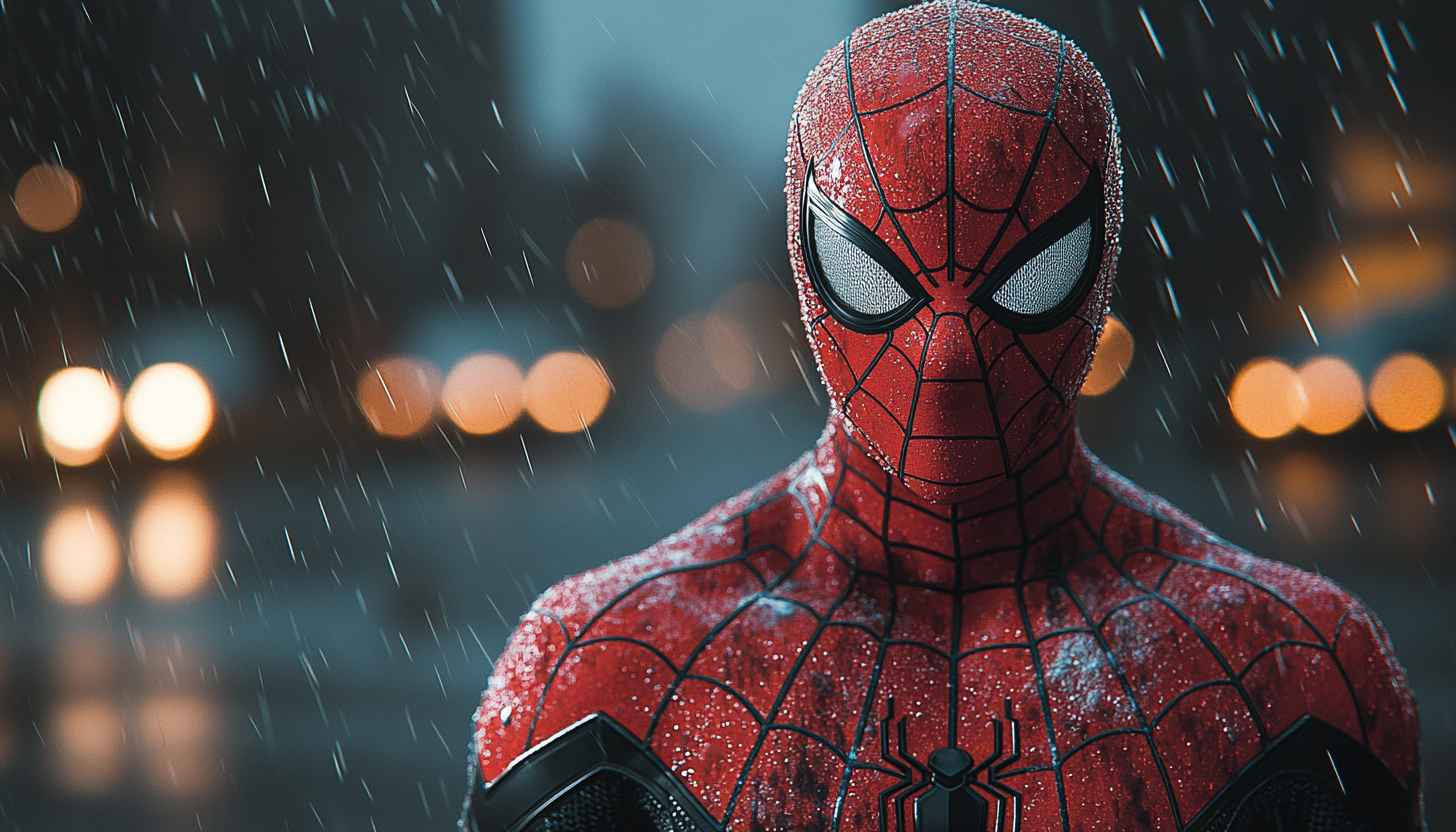 Spiderman Wallpaper: Rainy, Marvel, Superhero, Cinematic, 4K, Aesthetic