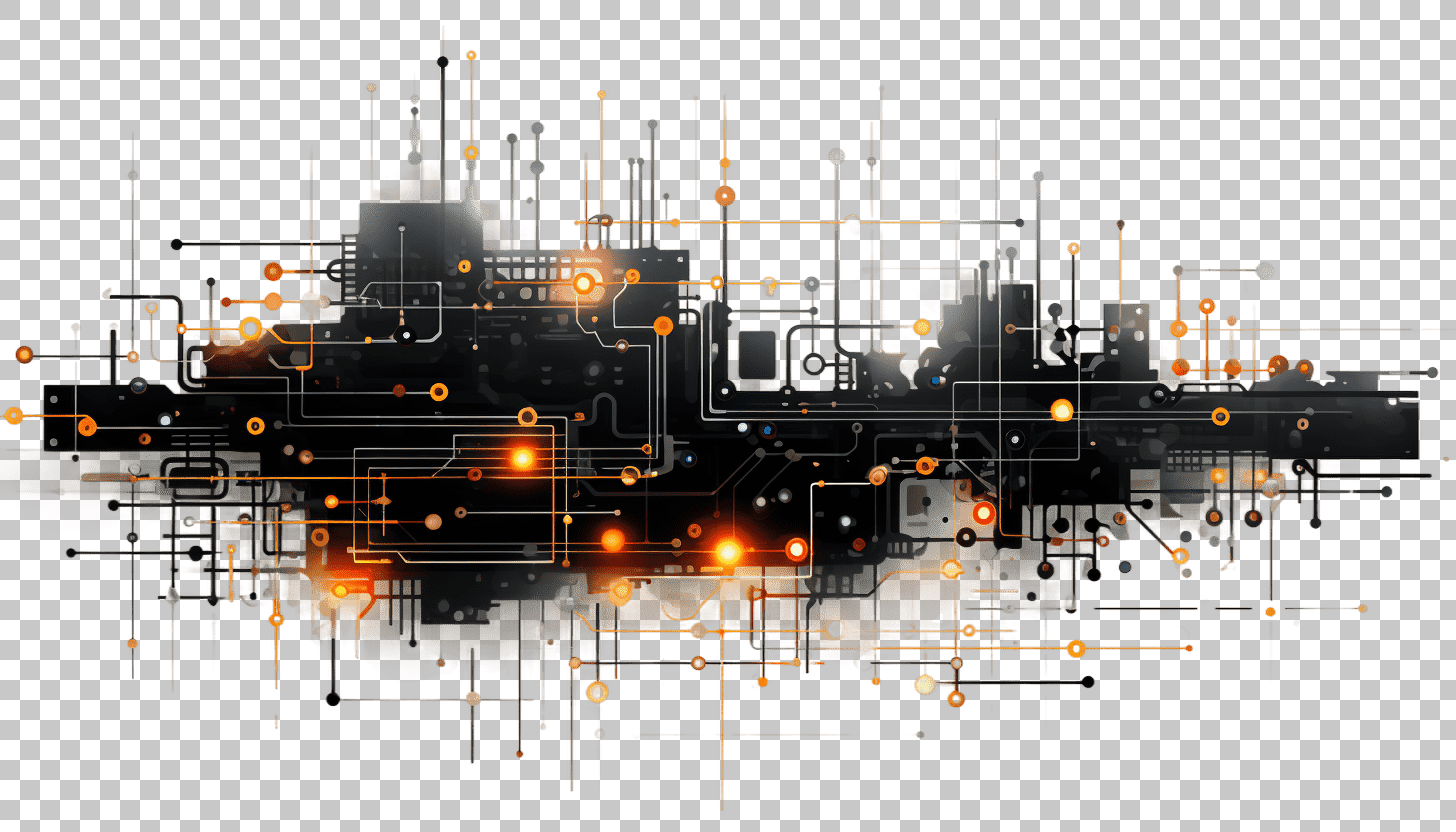 Abstract Cybernetic Patterns, Transparent Background Art, Geometric Connectivity, Cybernetic Grids