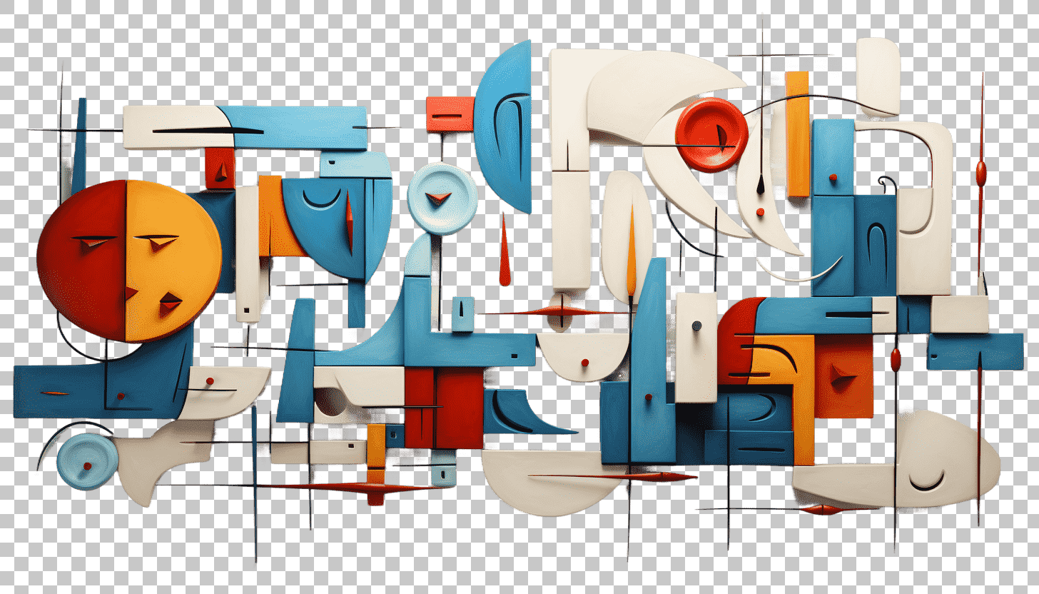 Cubist Art - Fragmented Multiple Viewpoints on Transparent Background - Abstract Geometric Forms, Multidimensional Expression, Cubist Abstraction, Transparent Cubism, Dynamic Perspective