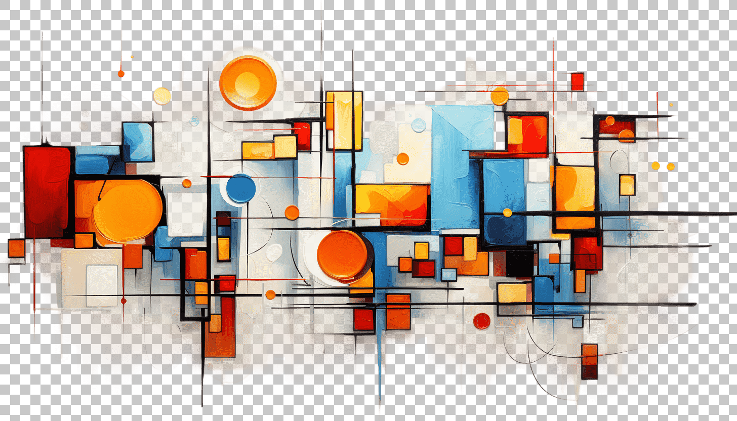 Cubist Art - Fragmented Multiple Viewpoints on Transparent Background - Abstract Geometric Forms, Multidimensional Expression, Cubist Abstraction, Transparent Cubism, Dynamic Perspective
