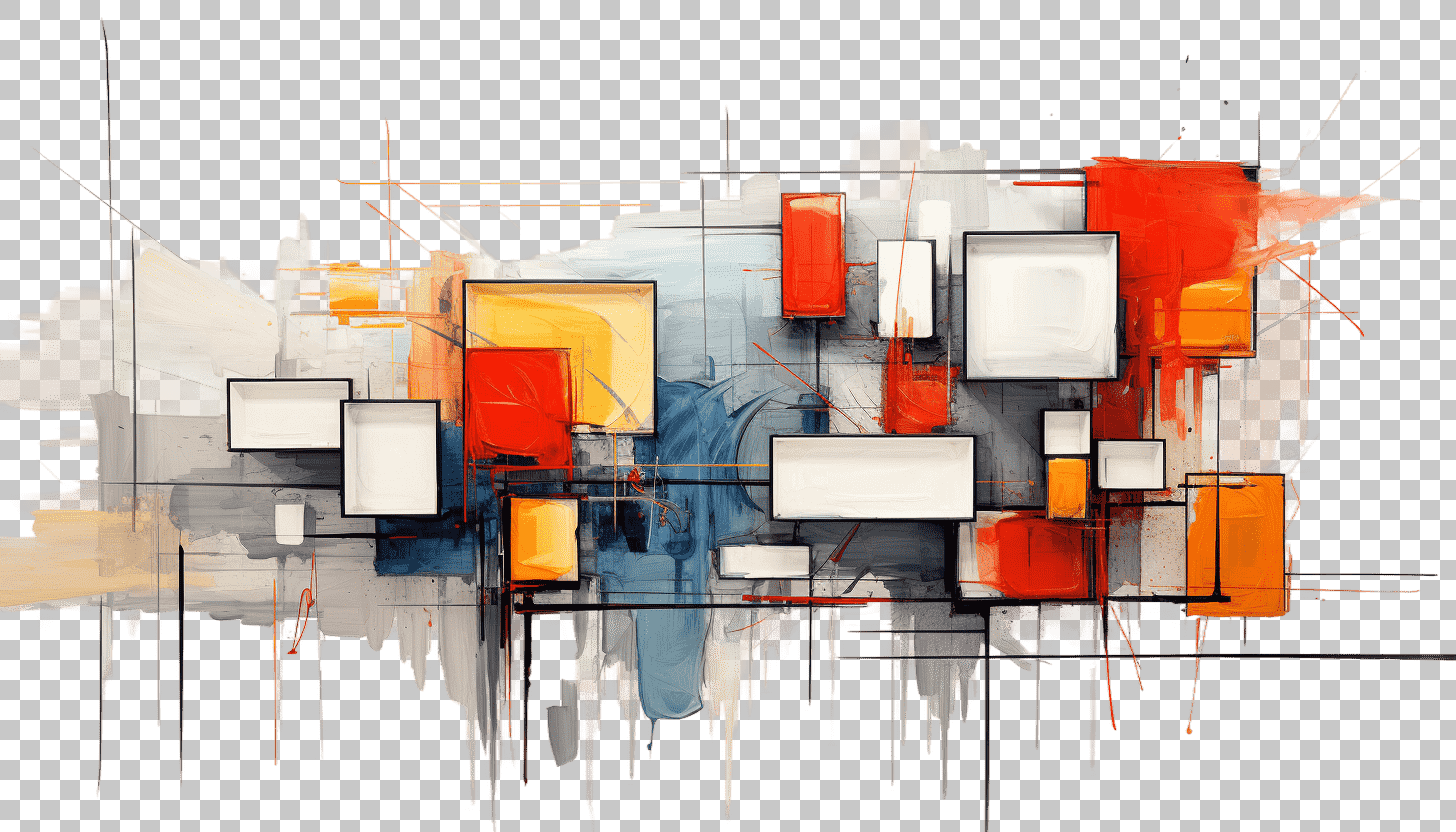 Cubist Art - Fragmented Multiple Viewpoints on Transparent Background - Abstract Geometric Forms, Multidimensional Expression, Cubist Abstraction, Transparent Cubism, Dynamic Perspective