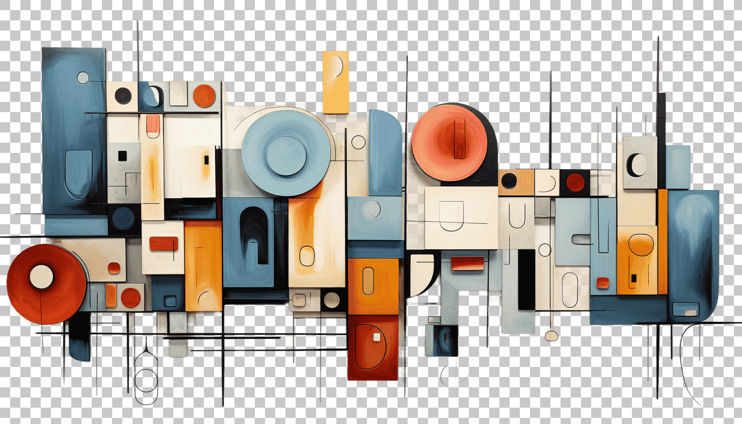 Cubist Art - Fragmented Multiple Viewpoints on Transparent Background - Abstract Geometric Forms, Multidimensional Expression, Cubist Abstraction, Transparent Cubism, Dynamic Perspective