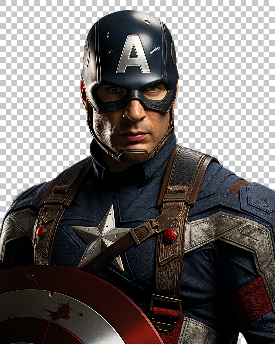 Captain America Image on Isolated White Background