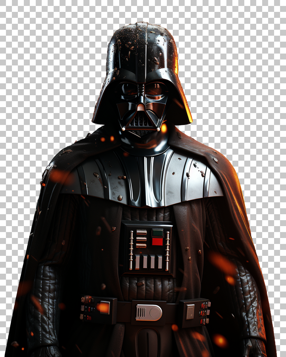 Crystal Darth Vader Cartoon Clipart in PNG for Seamless Designs, menacing figure
