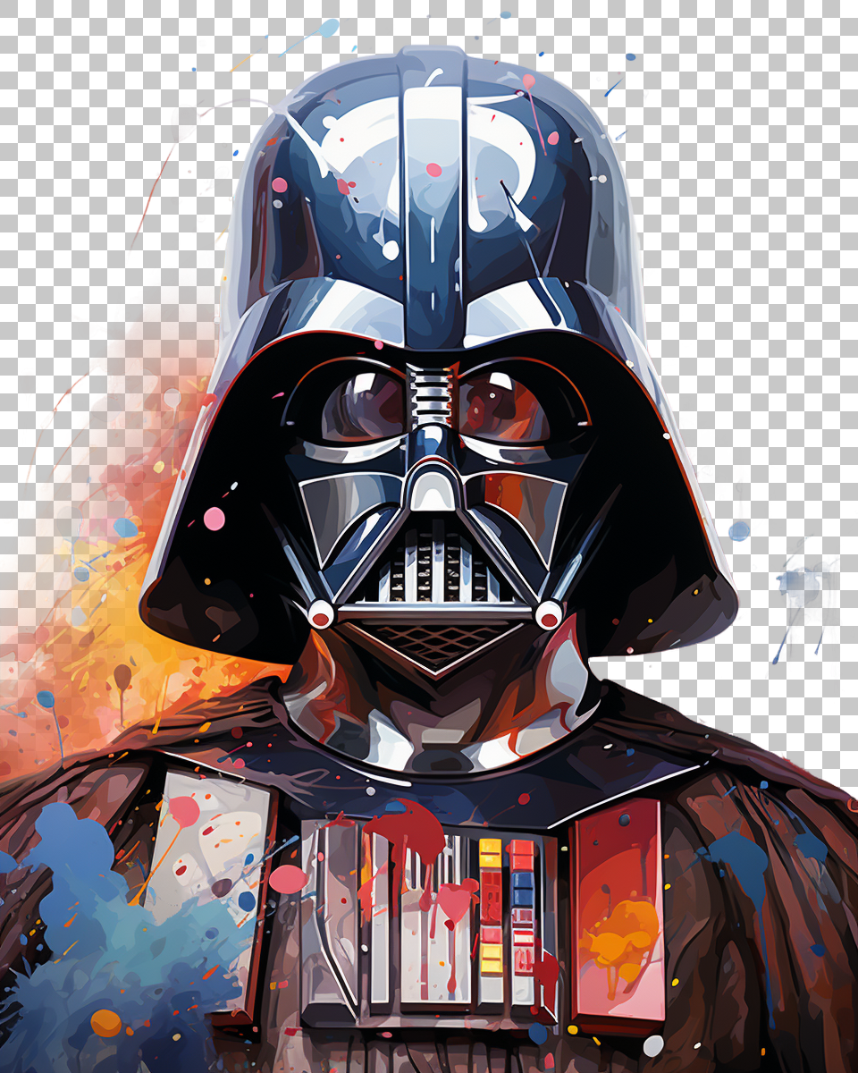 Clear Darth Vader Graphic in PNG for Professional Projects, iconic character