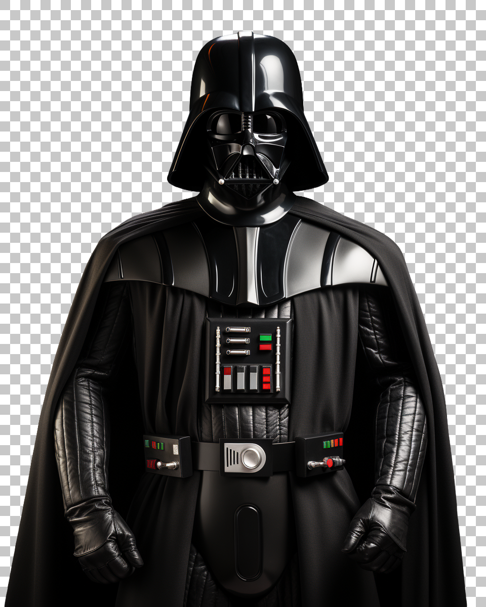 Transparent Darth Vader Portrait in PNG for Designers, helmeted villain