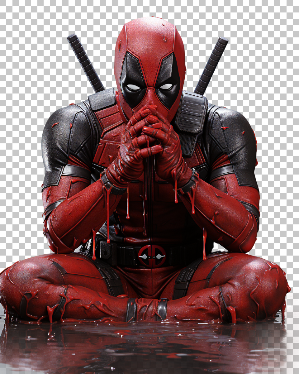 Transparent Deadpool Drawing for Clarity in Design, masked vigilante