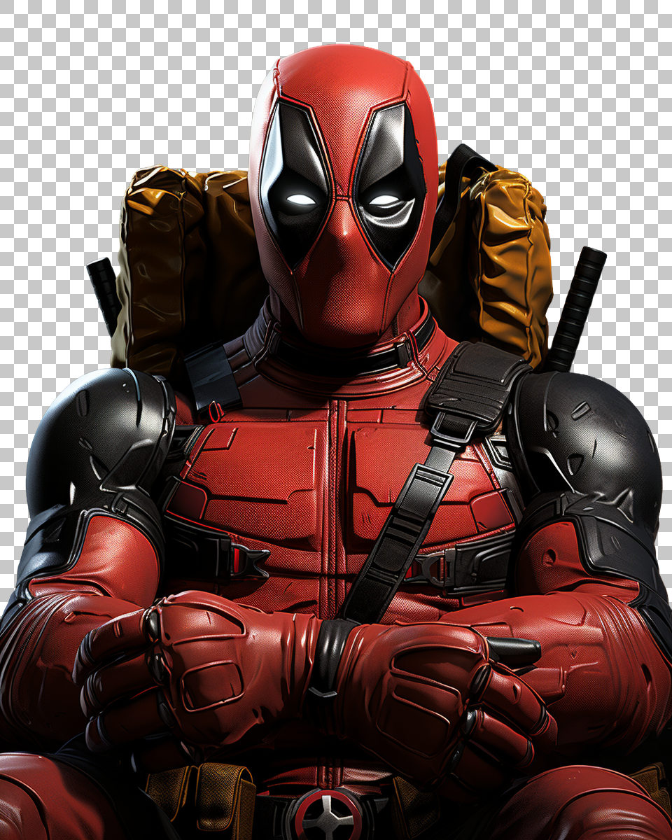 Crystal Deadpool Cartoon Clipart in PNG for Seamless Designs, comic anti-hero
