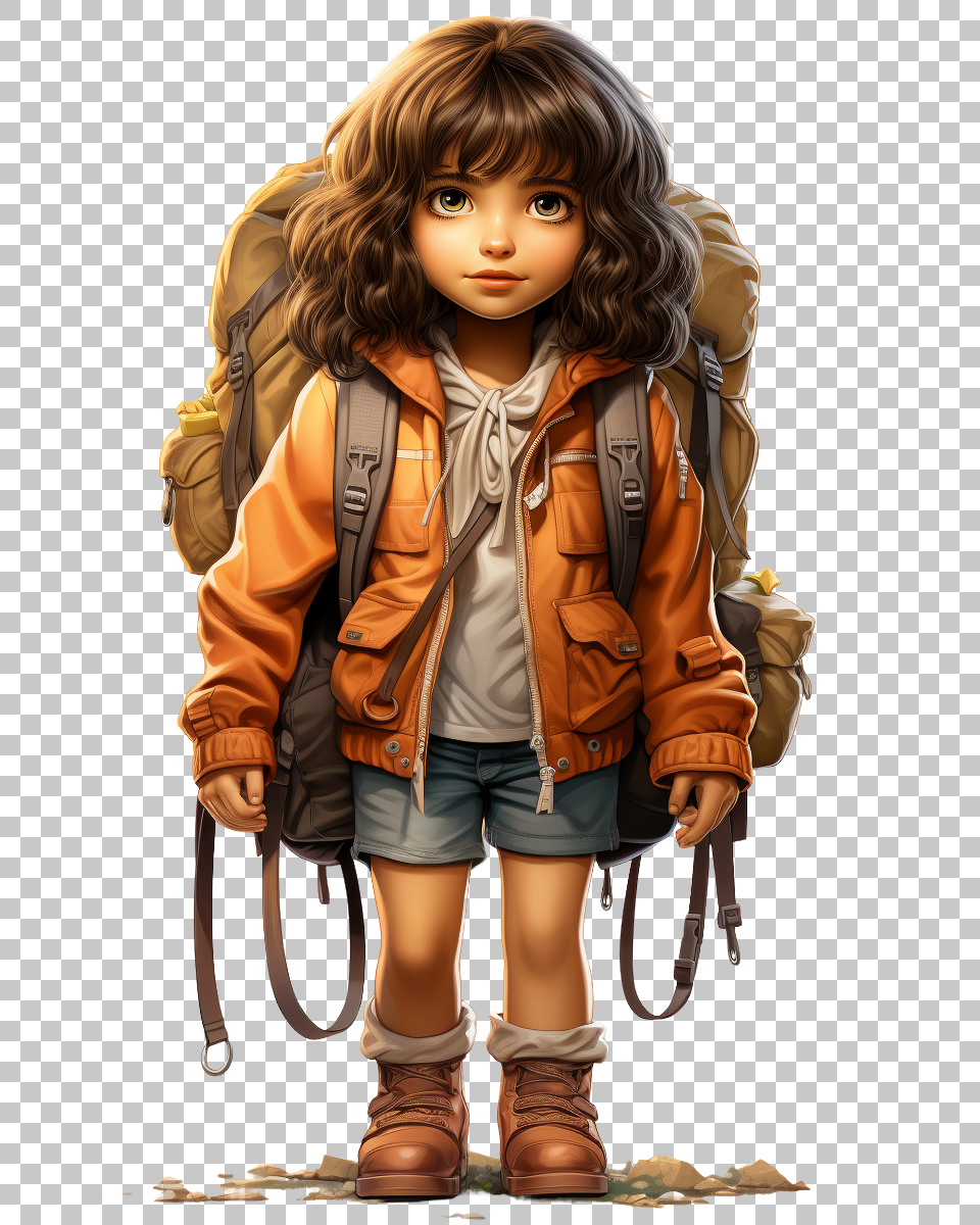 Vibrant Dora the Explorer Clipart in PNG Format, bilingual, preschool
