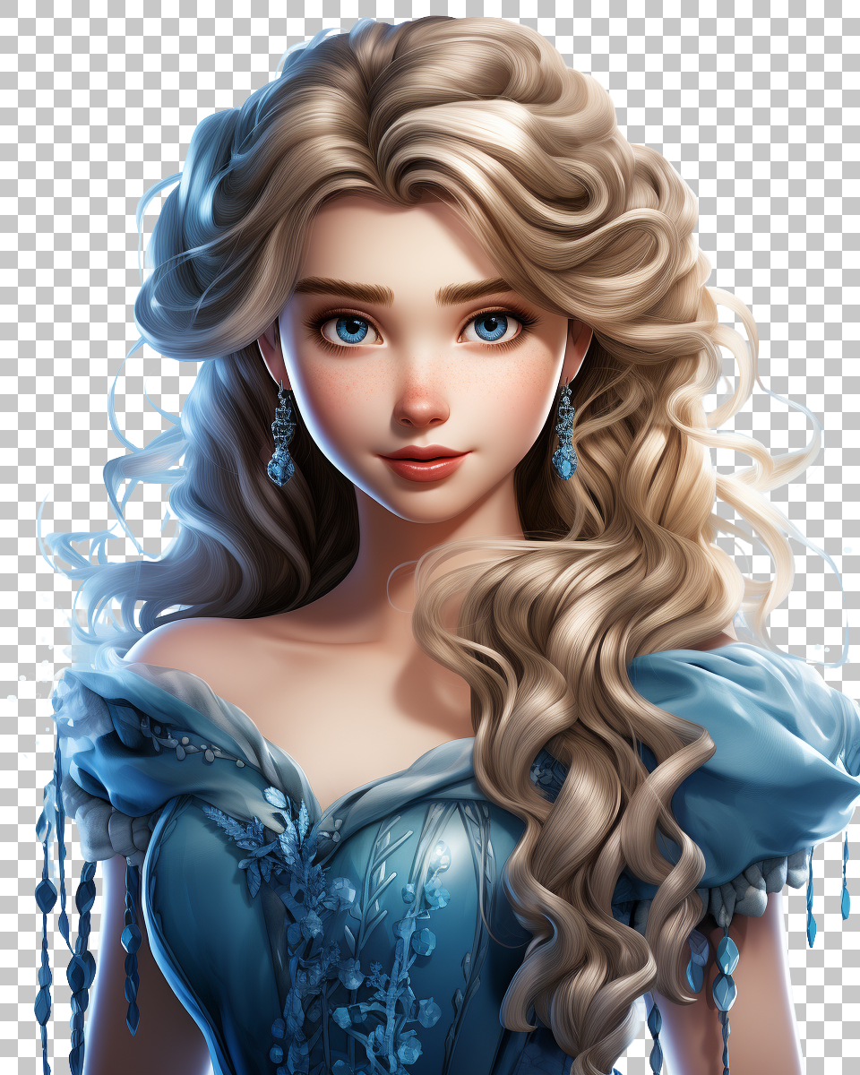 Tranparent background Elsa Frozen Cartoon Image for Enchanting Designs, animation, ice queen