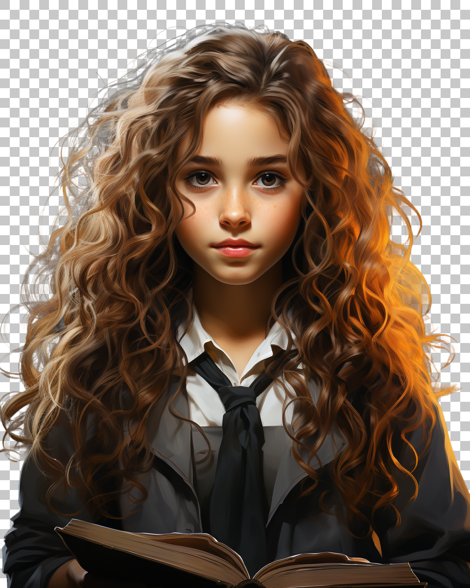Dynamic Hermione Granger PNG, An Artistic Tribute to the Brightest Witch of Her Age, Wizard