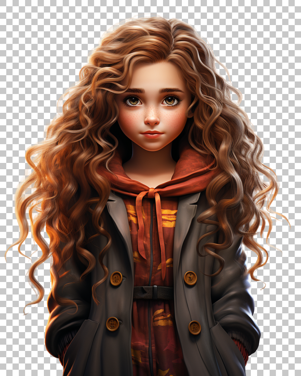 Vibrant Hermione Granger PNG, Iconic Artwork of the Clever Gryffindor, Magic
