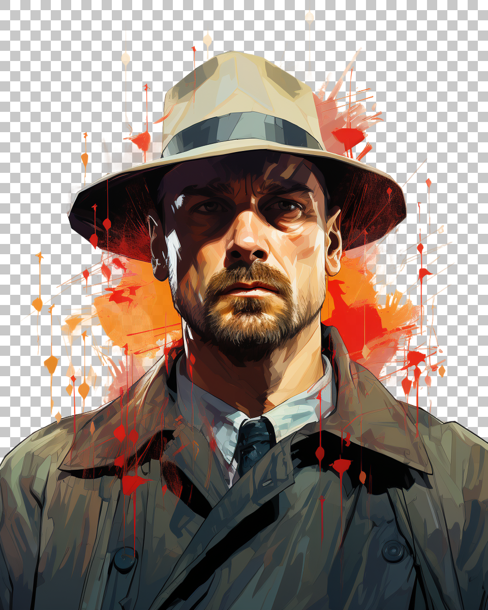 Hopper Stranger PNG Portrait, Whirlwind of Suspense from the Upside Down, Detective