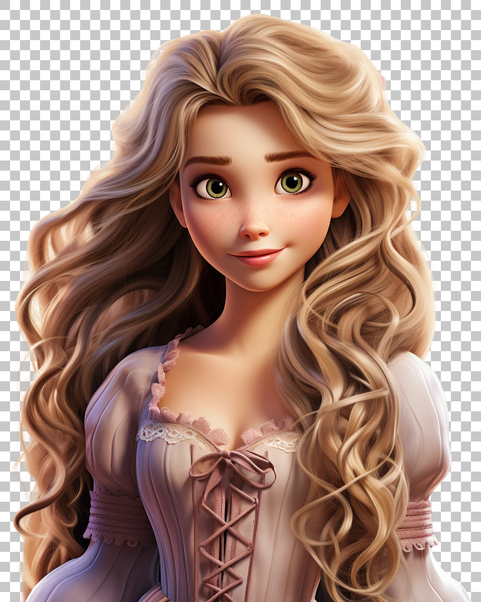 Rapunzel PNG Artwork, Whimsical Fairytale Princess, Cartoon, Fantasy