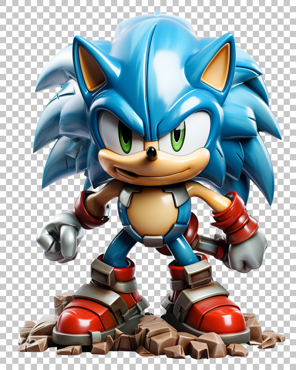 Dynamic Sonic the Hedgehog PNG, Iconic Video Game Hero Portrait, Retro