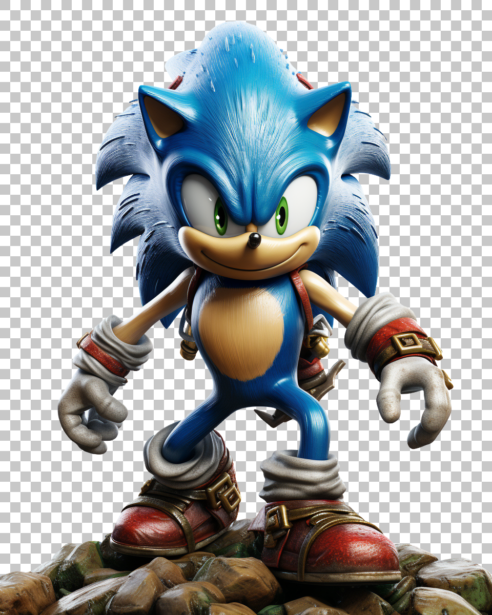 Vibrant Sonic the Hedgehog PNG, Celebrating Iconic Video Game Character, Retro