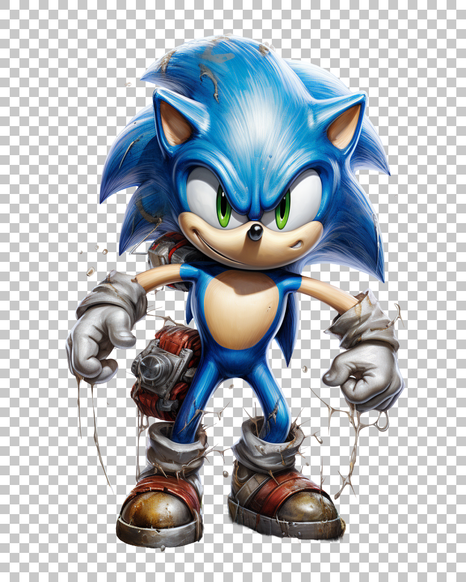 Dynamic Sonic the Hedgehog PNG, Iconic Speedster Portrait, Retro Gaming