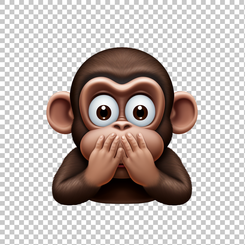 Hear No Evil Monkey Emoji Illustration, Speak No Evil Clipart, Primate Symbol