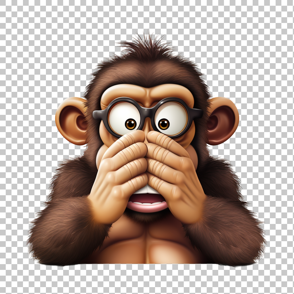 See No Evil Emoji PNG, Speak No Evil Clipart, Primate Emoticon