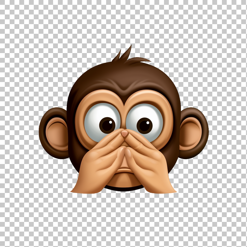 Hear No Evil Emoji PNG, Speak No Evil Clipart, Primate Emoticon