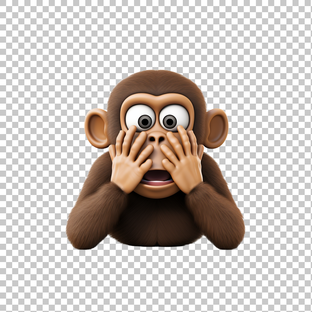 Primate Emoji PNG, Hear Speak Symbol Clipart, See No Evil Emoticon