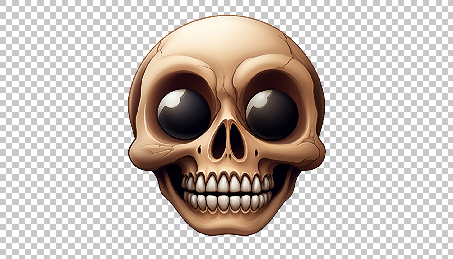 Skull Emoji PNG, Spooky Death Clipart, Halloween Symbol Illustration