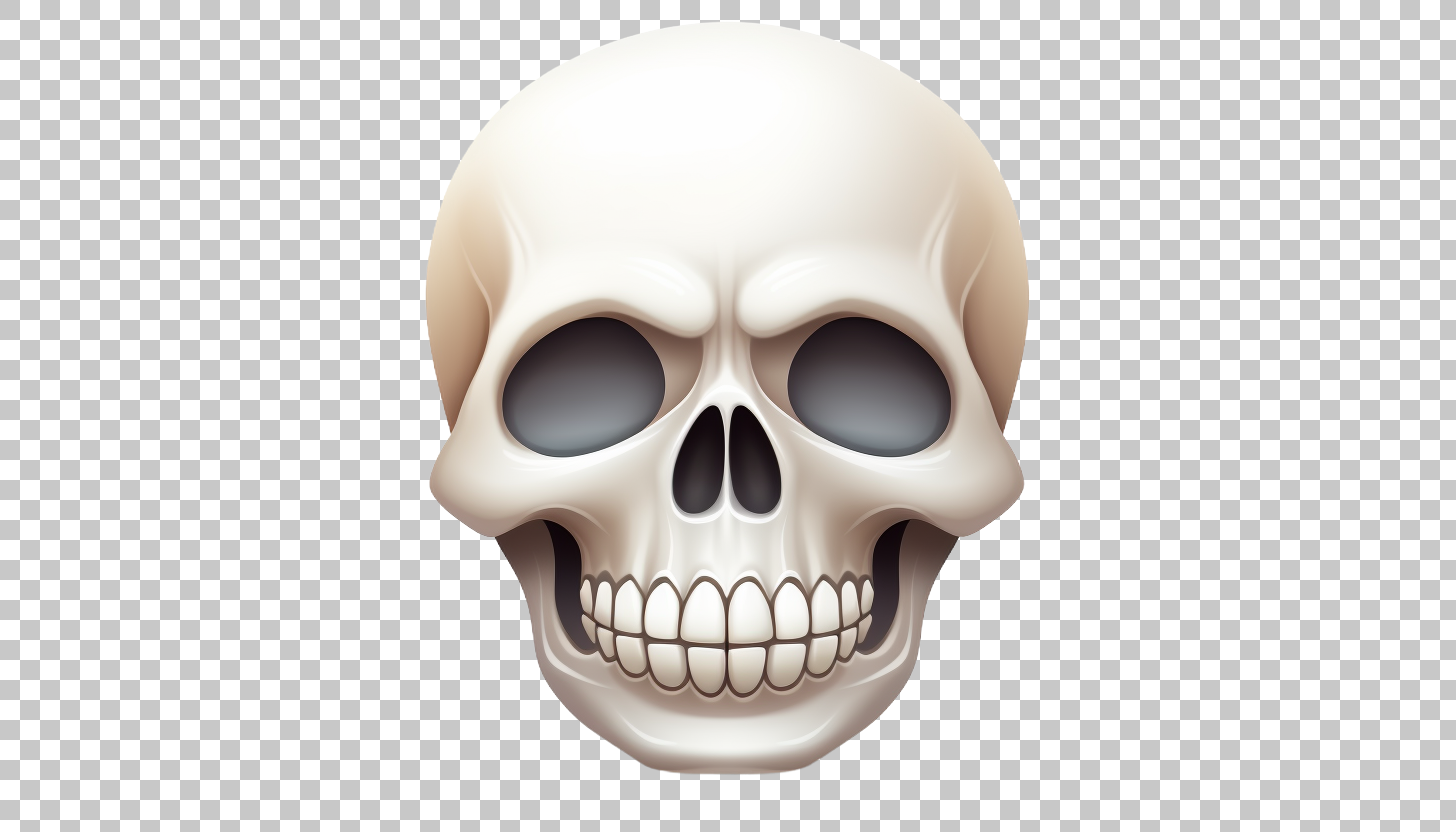 Spooky Skull Emoji Transparent Background, Death Symbol Clipart, Skeleton Icon