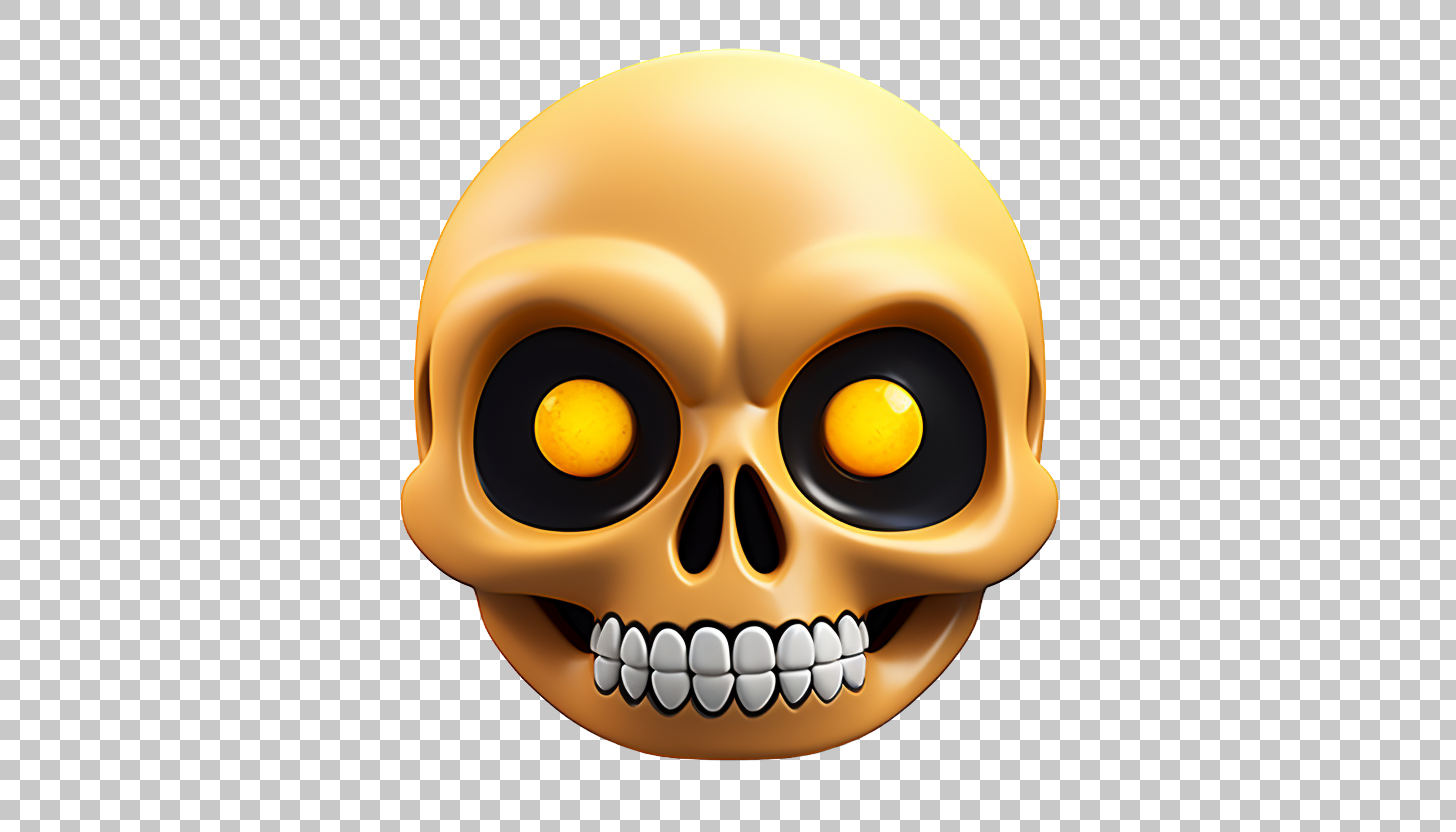 Death Skull Emoji PNG, Spooky Symbol Clipart, Halloween Skeleton Image