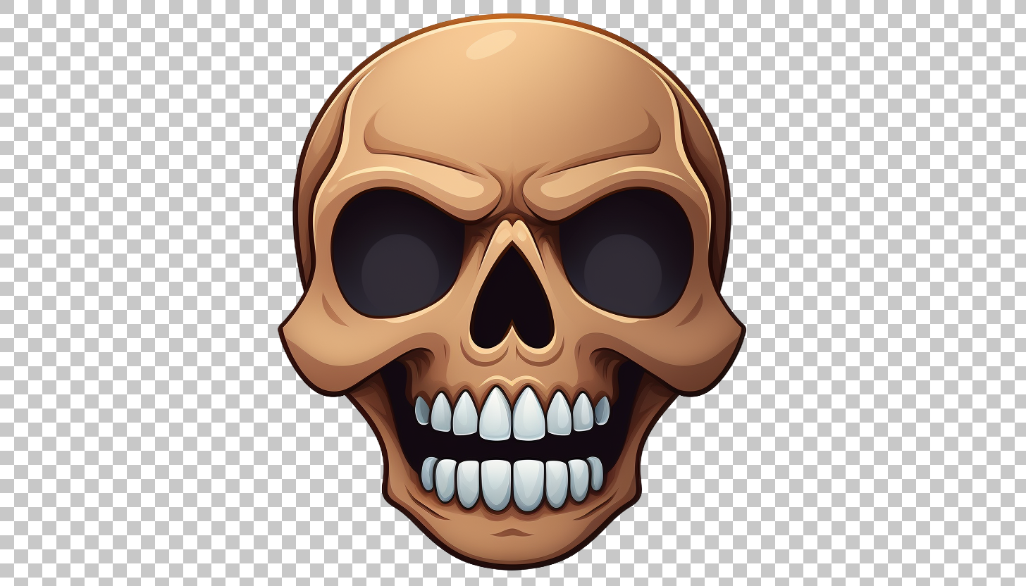 Skull Emoji PNG, Spooky Skeleton Clipart, Death Symbol Illustration