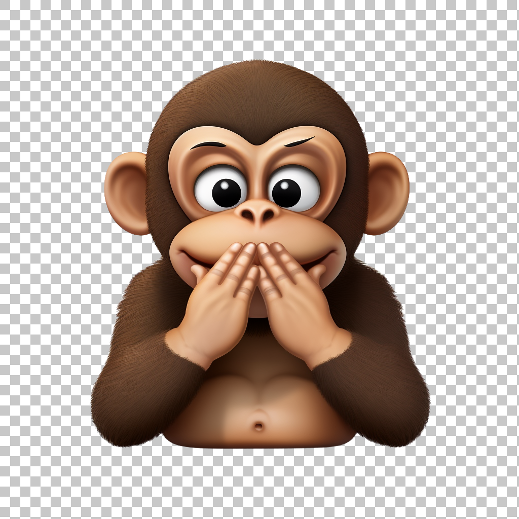 Mute Monkey Emoji PNG, Quiet Monkey Symbol, Voiceless Expression Clipart