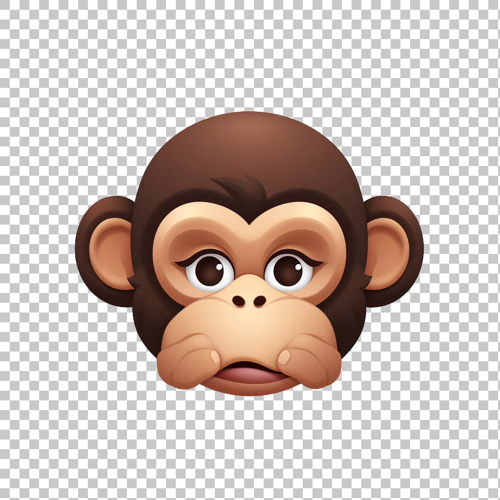 Mute Monkey Face Emoji PNG, Hushed Monkey Symbol, Soundless Expression Clipart

