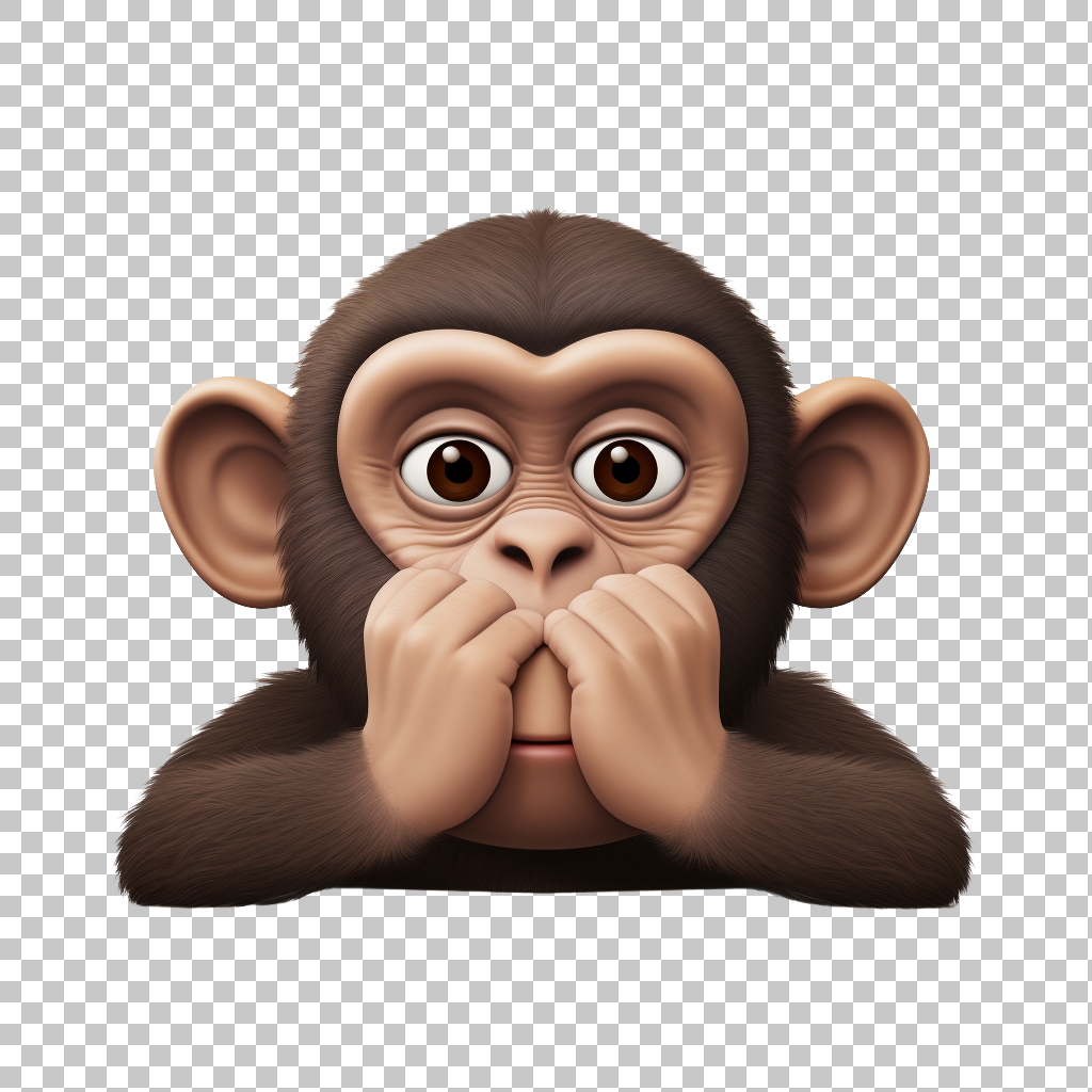 Whispering Monkey Face Emoticon Transparent Image, Hushed Symbol, Muted Clipart