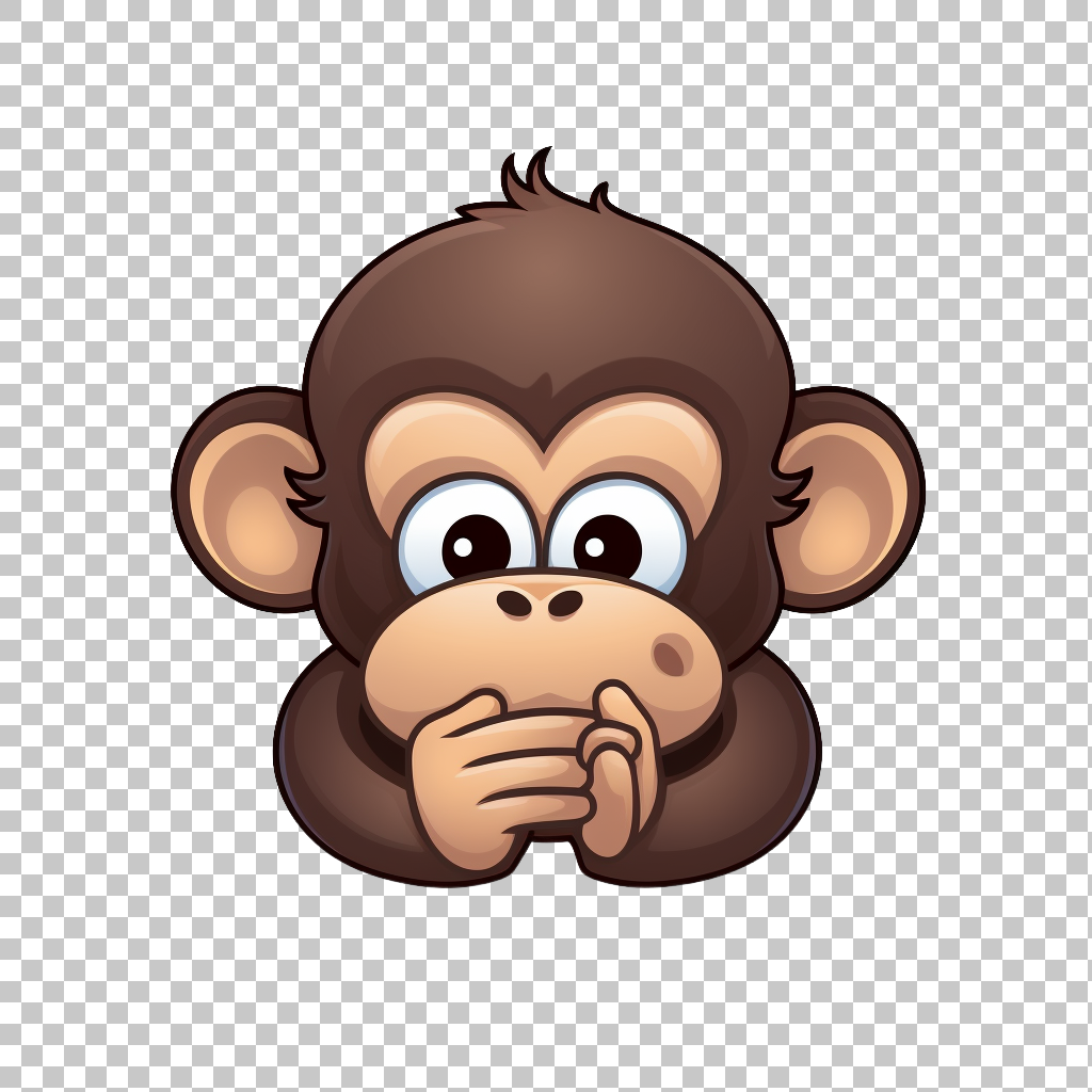Silent Monkey Emoji PNG, Speechless Monkey Symbol, Quiet Expression Clipart